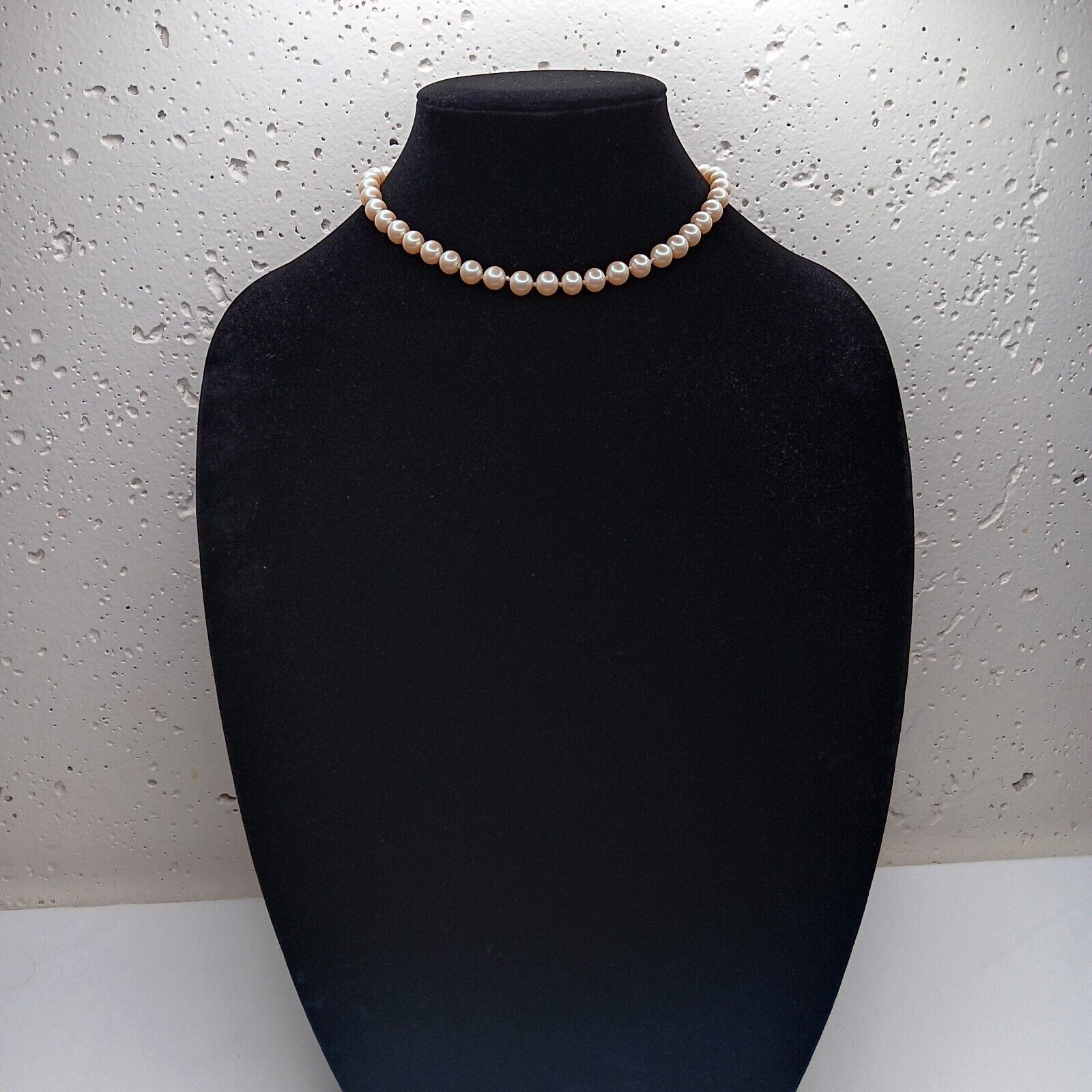 Vintage Faux Pearl Necklace With Sterling Silver Clasp 16